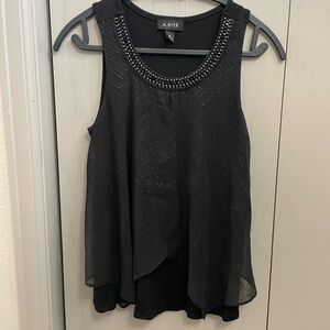 Black Embellished Women's Sleeveless Top